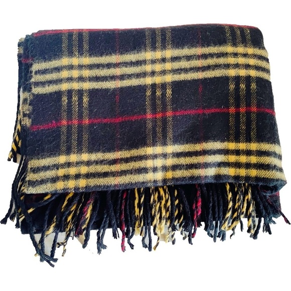 RARE - BURBERRY 100% CASHMERE CHECK LARGE SCARF SHAWL WRAP - Picture 1 of 10